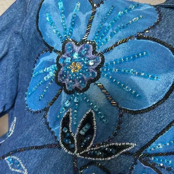 🌸Vintage Anage Women's Beaded/sequin Long Sleeve snap Front Jacket … - Picture 5 of 13